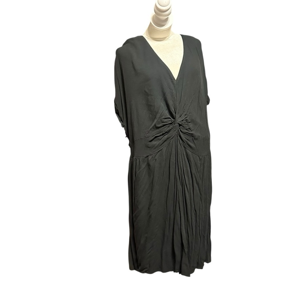 Ava & Viv Charcoal Knot-Front Midi Dress